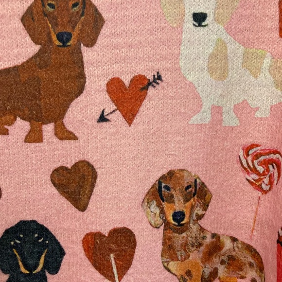 SM Pink Dachshund Print Women’s Sweater – Hearts & Cupcakes - Picture 8 of 9
